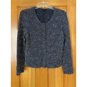 J CREW Navy Blue Boucle Zippered Jacket Style Size Small Stretch Business